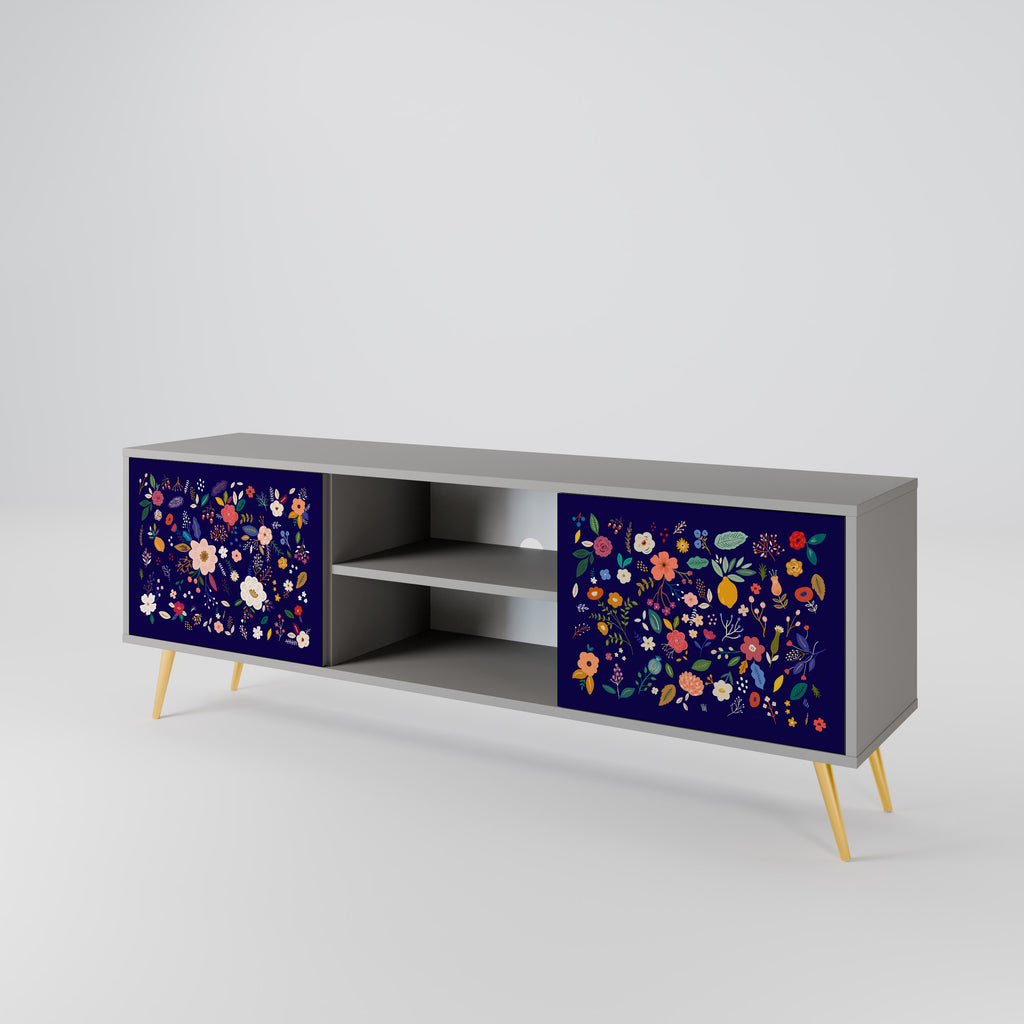 FLORAL KOMBINATION 2-dörrars TV-bänk i grå finish