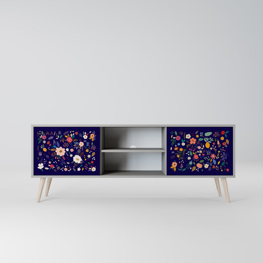 FLORAL KOMBINATION 2-dörrars TV-bänk i grå finish