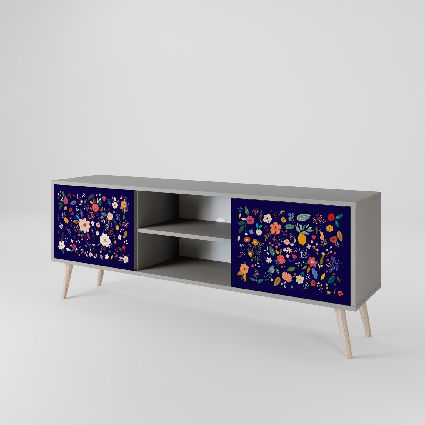 FLORAL KOMBINATION 2-dörrars TV-bänk i grå finish