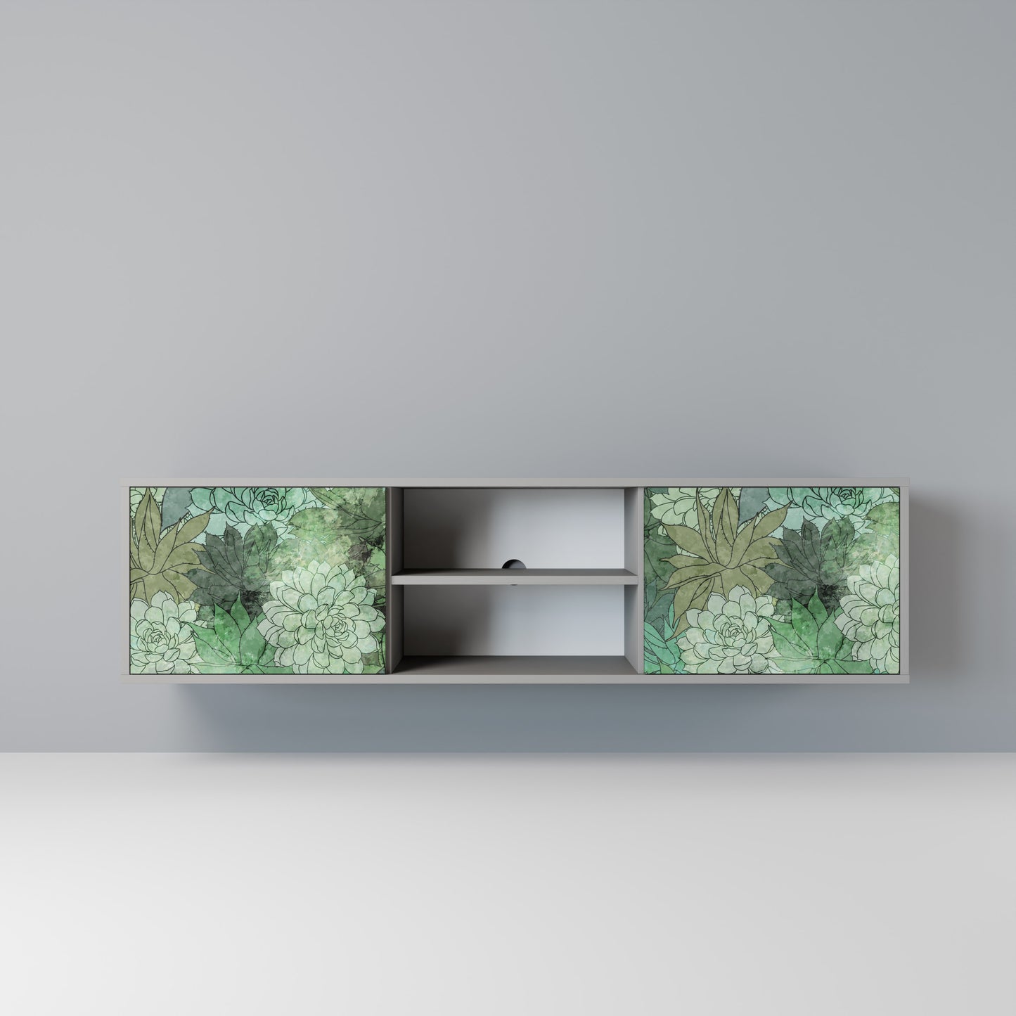 SUCCULENT CLUSTER 2-dörrars TV-bänk i grå finish