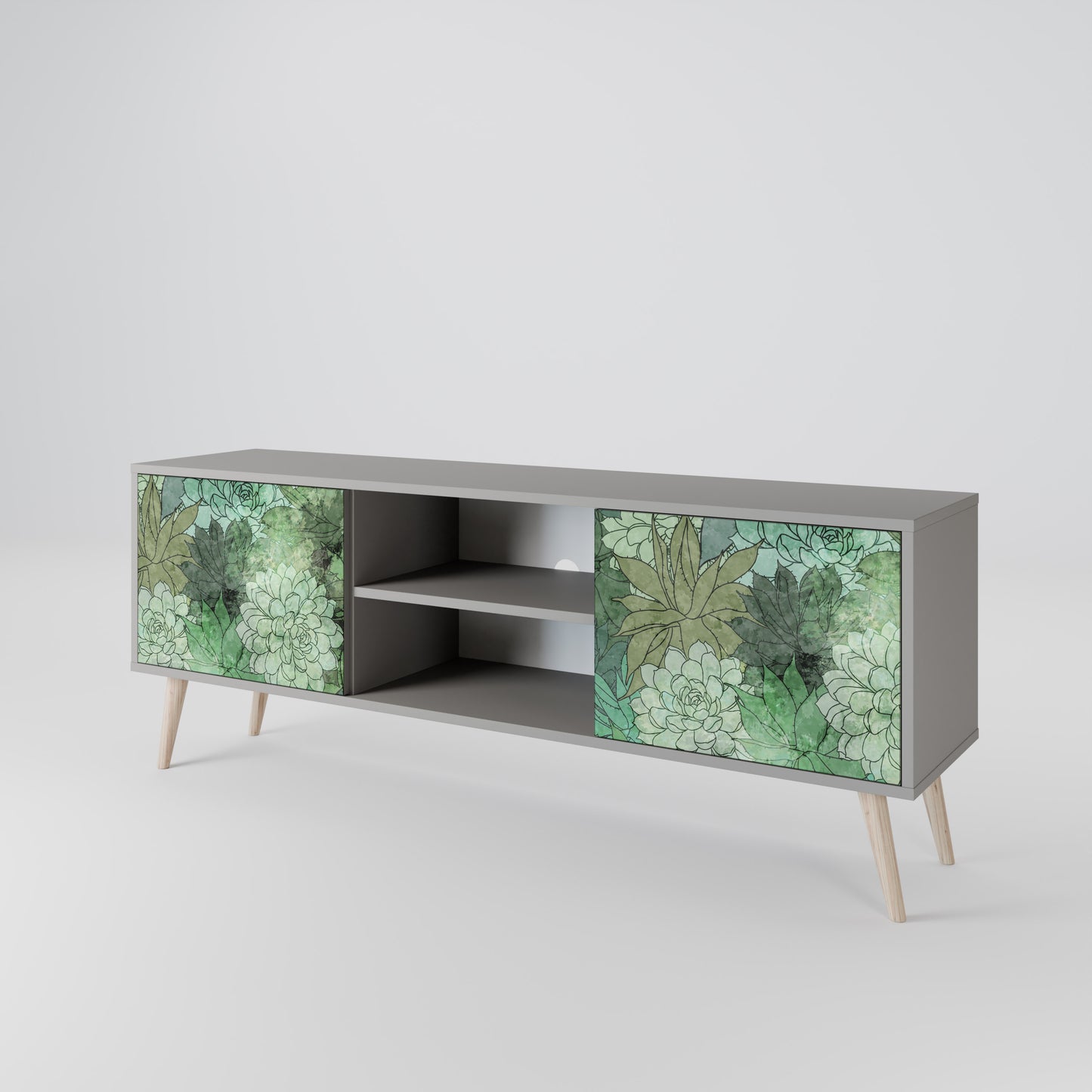 SUCCULENT CLUSTER 2-dörrars TV-bänk i grå finish