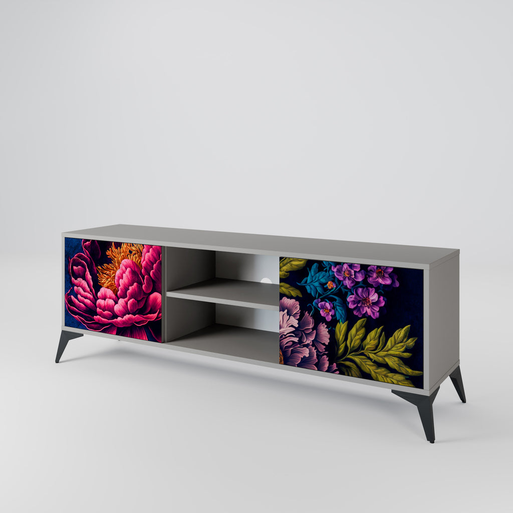 BLOOMING ELEGANCE 2-dörrars TV-bänk i grå finish