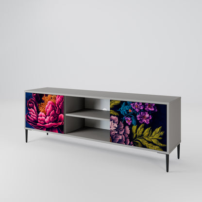 BLOOMING ELEGANCE 2-dörrars TV-bänk i grå finish