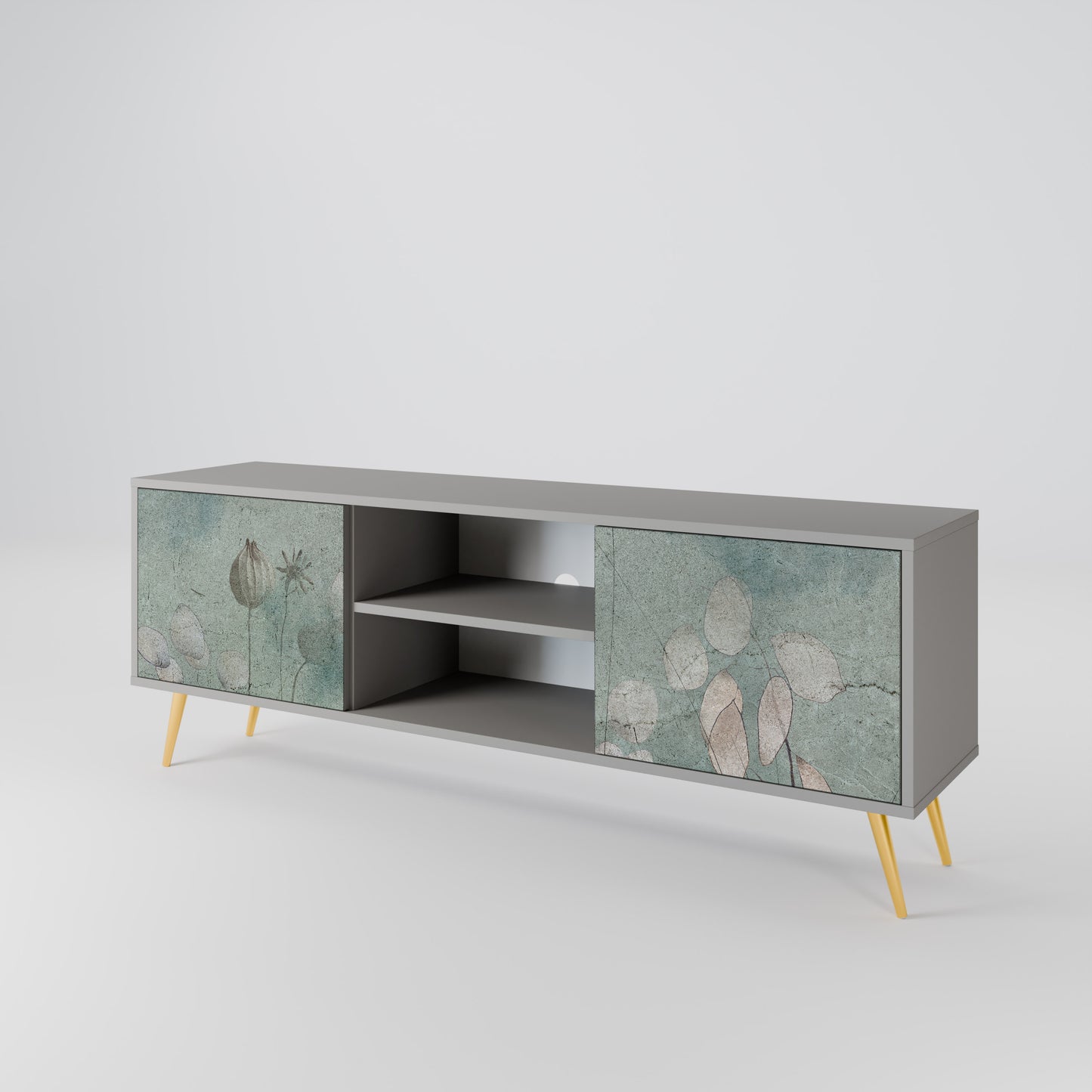 NIGHT LADY 2-Door TV Stand in Grey Finish