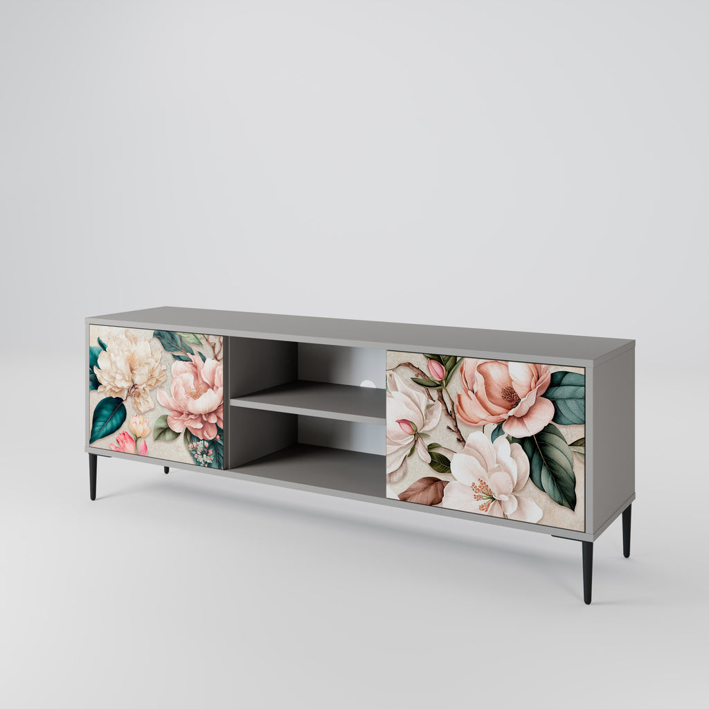FLORAL GRACE 2-dörrars TV-bänk i grå finish