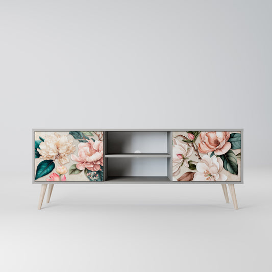 FLORAL GRACE 2-dörrars TV-bänk i grå finish