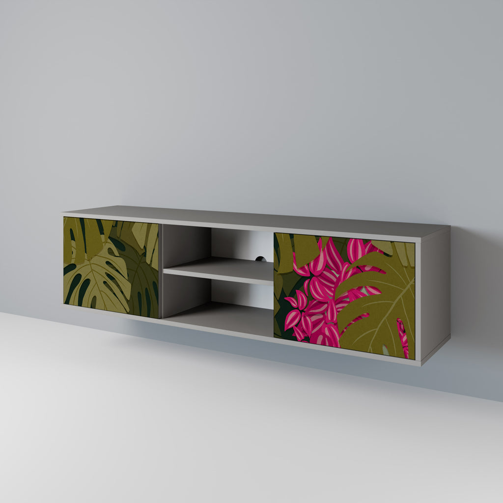 TROPICAL BEAUTY 2-dörrars TV-bänk i grå finish