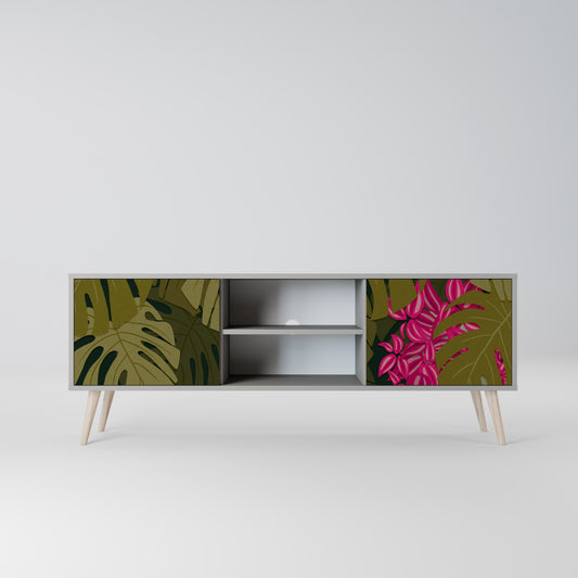 TROPICAL BEAUTY 2-dörrars TV-bänk i grå finish