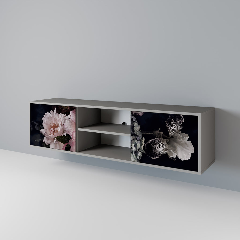 PURE BLOSSOM 2-dörrars TV-bänk i grå finish
