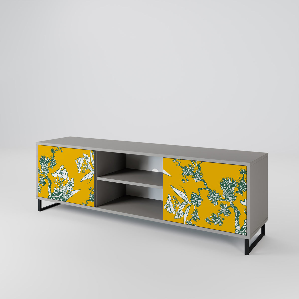 YELLOW CHINOISERIE TV-bänk med två dörrar