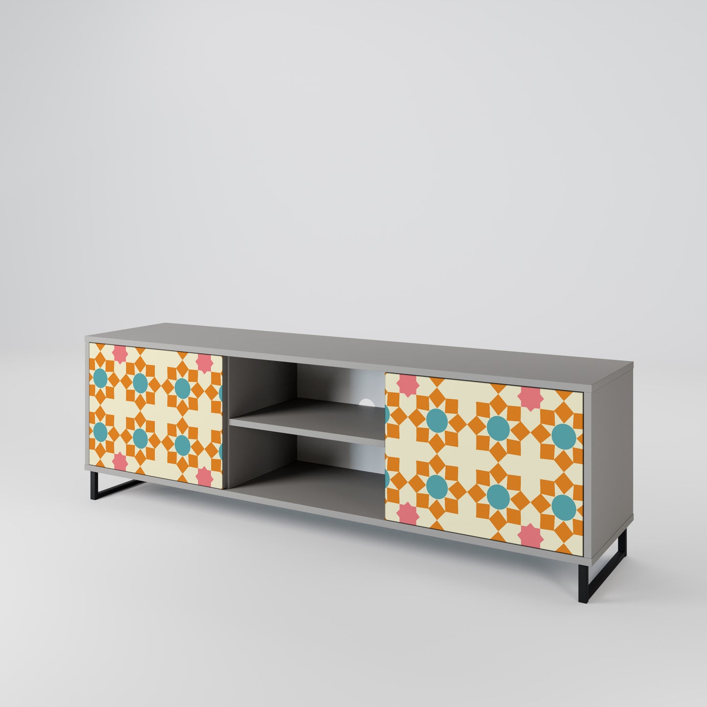 BLOMMAD DECOR 2-dörrars TV-bänk i grå finish