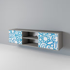 BLOOMY MORNING 2-dörrars TV-bänk i grå finish