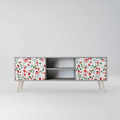 BLOMMOR OCH JORDGUBBAR 2-dörrars TV-bänk i grå finish