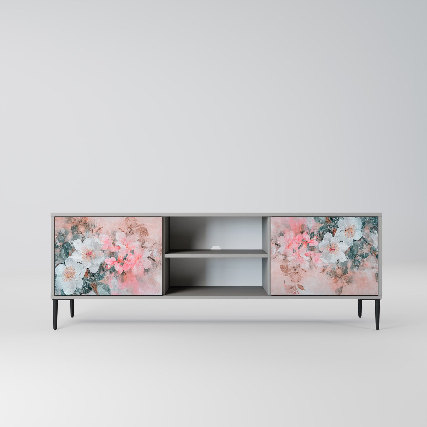 CHERRY BLOSSOM 2-dörrars TV-bänk i grå finish