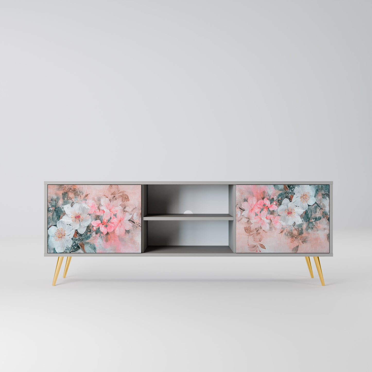 CHERRY BLOSSOM 2-dörrars TV-bänk i grå finish
