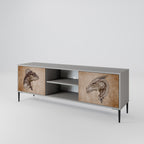 STEAMPUNK CLAN 2-Door TV Stand in Grey Finish