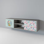 FÄRGERIGT ALPACAS 2-dörrars TV-bänk i grå finish