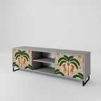 DANCING PREDATORS 2-Door TV Stand in Grey Finish