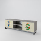 MYTHOLOGICAL CREATURES 2-Door TV Stand in Grey Finish