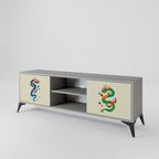 MYTHOLOGICAL CREATURES 2-Door TV Stand in Grey Finish
