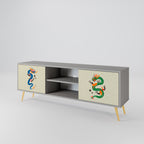 MYTHOLOGICAL CREATURES 2-Door TV Stand in Grey Finish