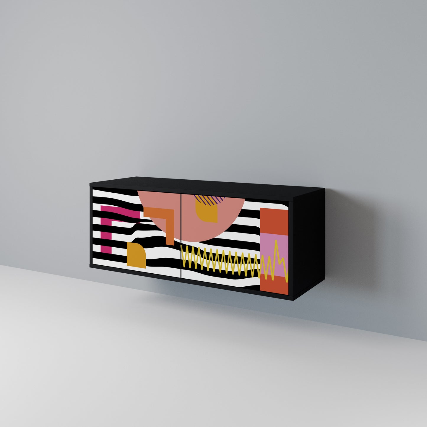 CHROMATIC ABSTRACT Kompakt TV-bänk med 2 dörrar