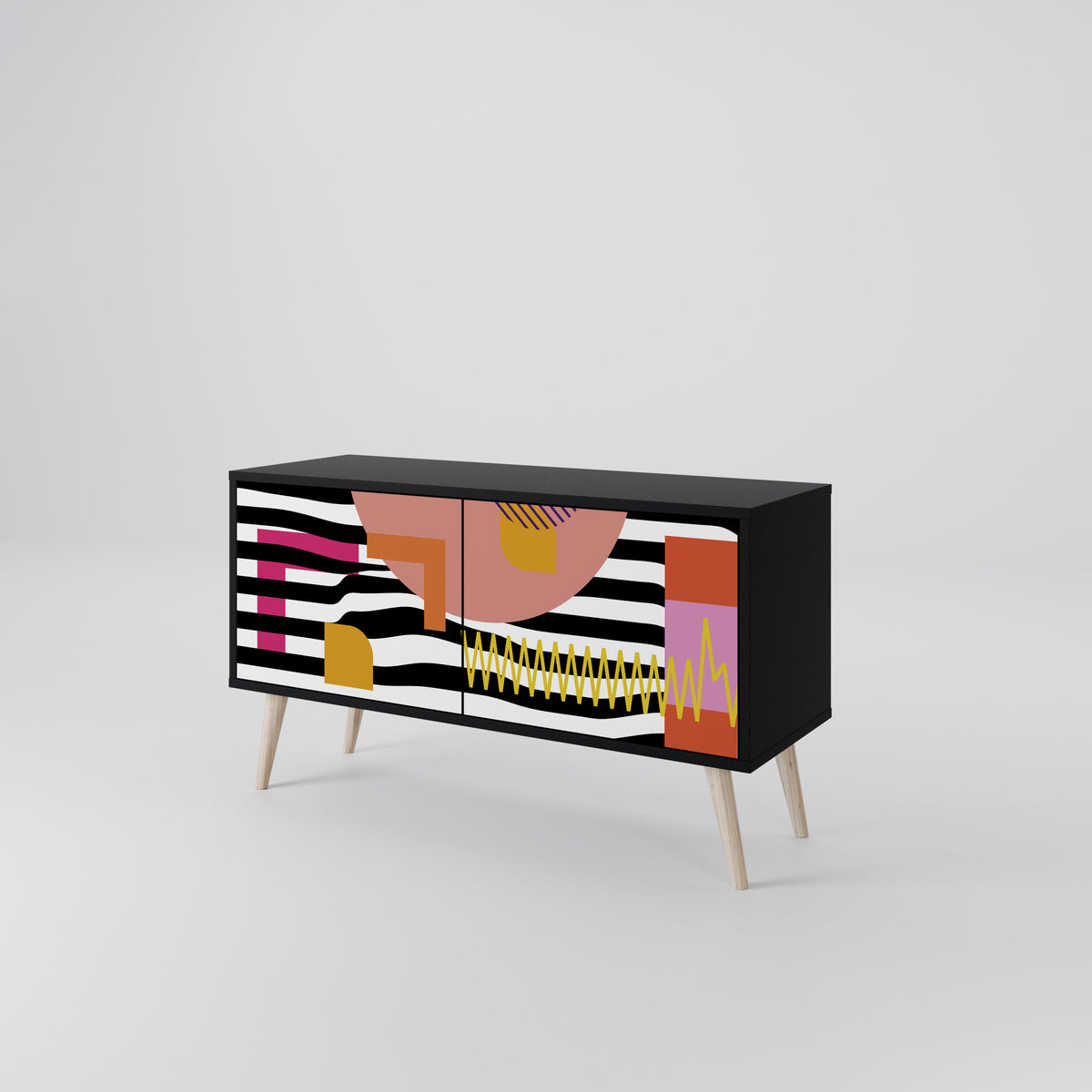 CHROMATIC ABSTRACT Kompakt TV-bänk med 2 dörrar