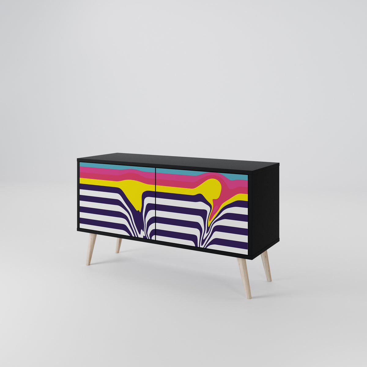 COLORFUL DIVERSION Kompakt TV-bänk med 2 dörrar