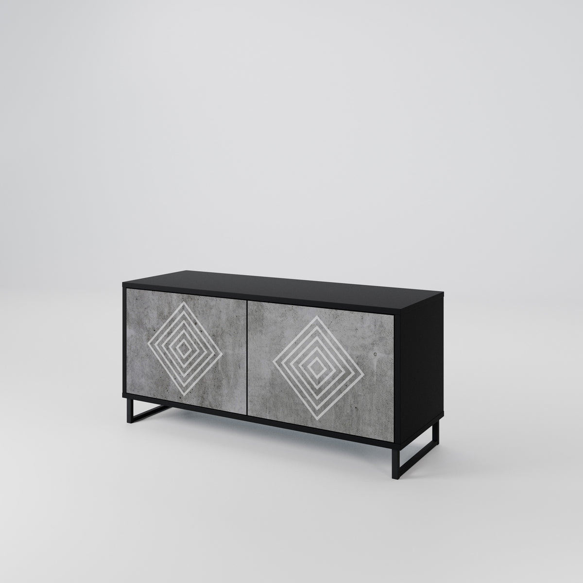 POLYGONAL ARTISTRY Kompakt TV-bänk med 2 dörrar