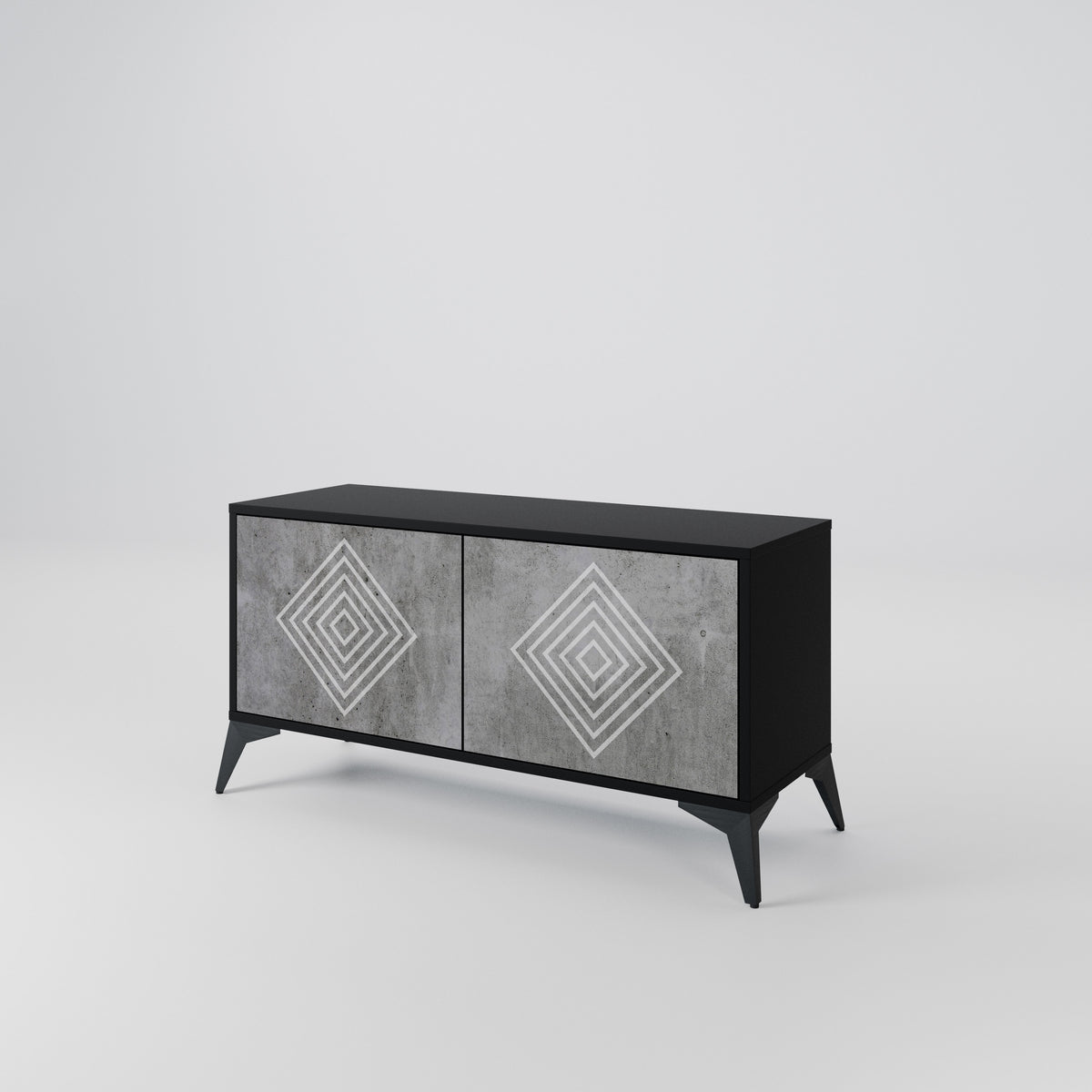 POLYGONAL ARTISTRY Kompakt TV-bänk med 2 dörrar