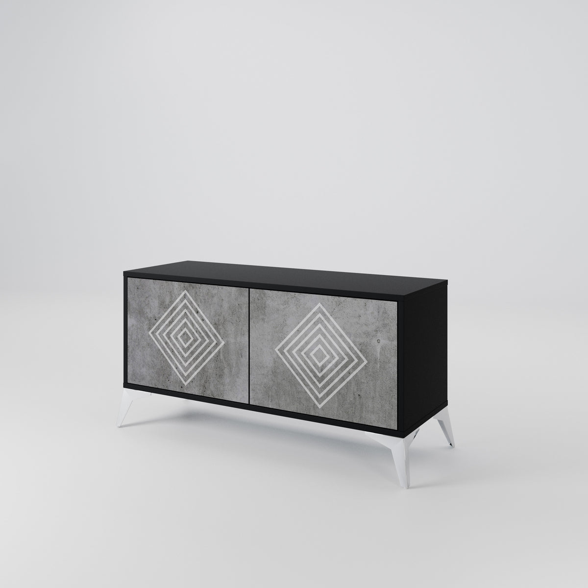 POLYGONAL ARTISTRY Kompakt TV-bänk med 2 dörrar