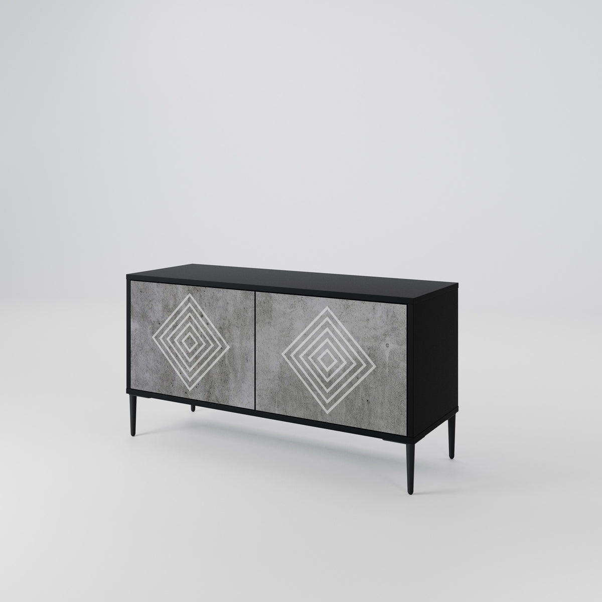 POLYGONAL ARTISTRY Kompakt TV-bänk med 2 dörrar
