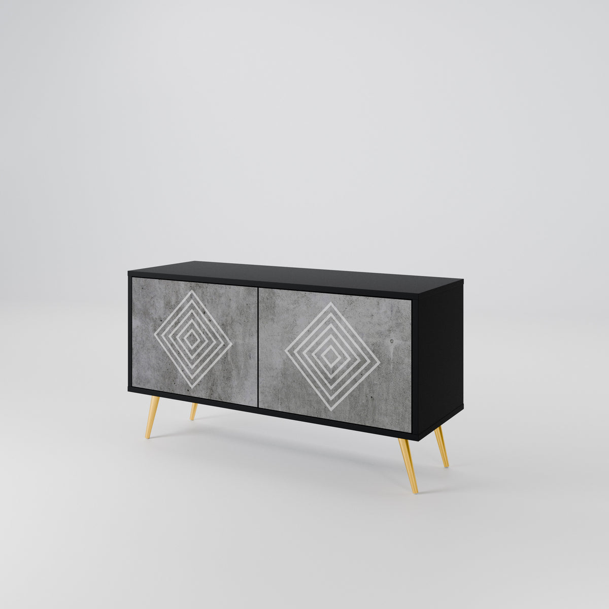 POLYGONAL ARTISTRY Kompakt TV-bänk med 2 dörrar