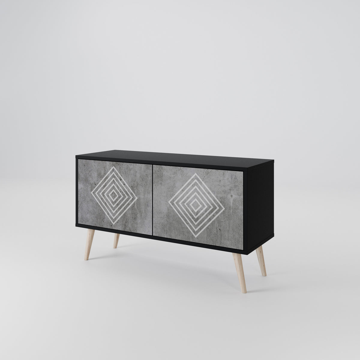 POLYGONAL ARTISTRY Kompakt TV-bänk med 2 dörrar