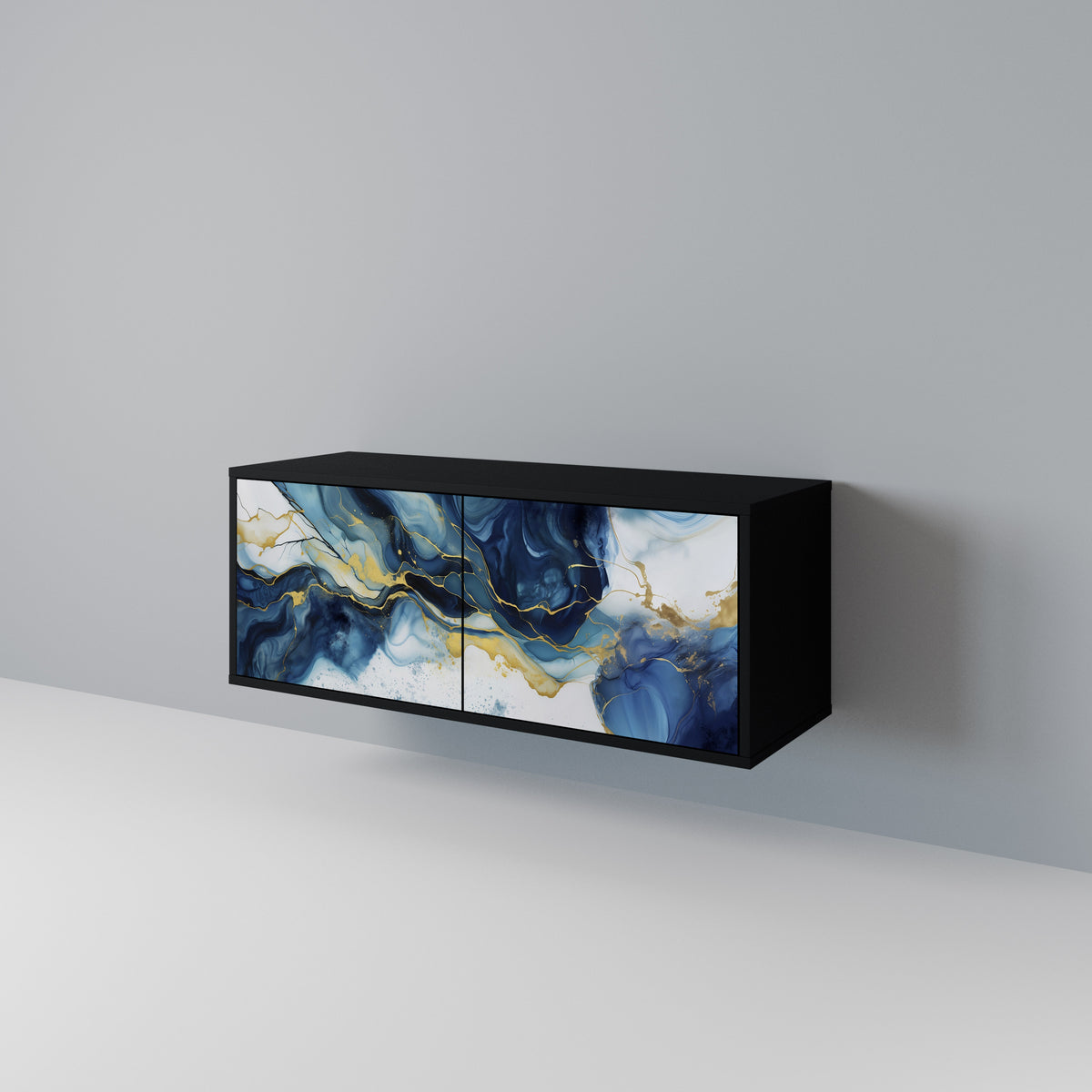 INKY MARBLE Kompakt TV-bänk med 2 dörrar