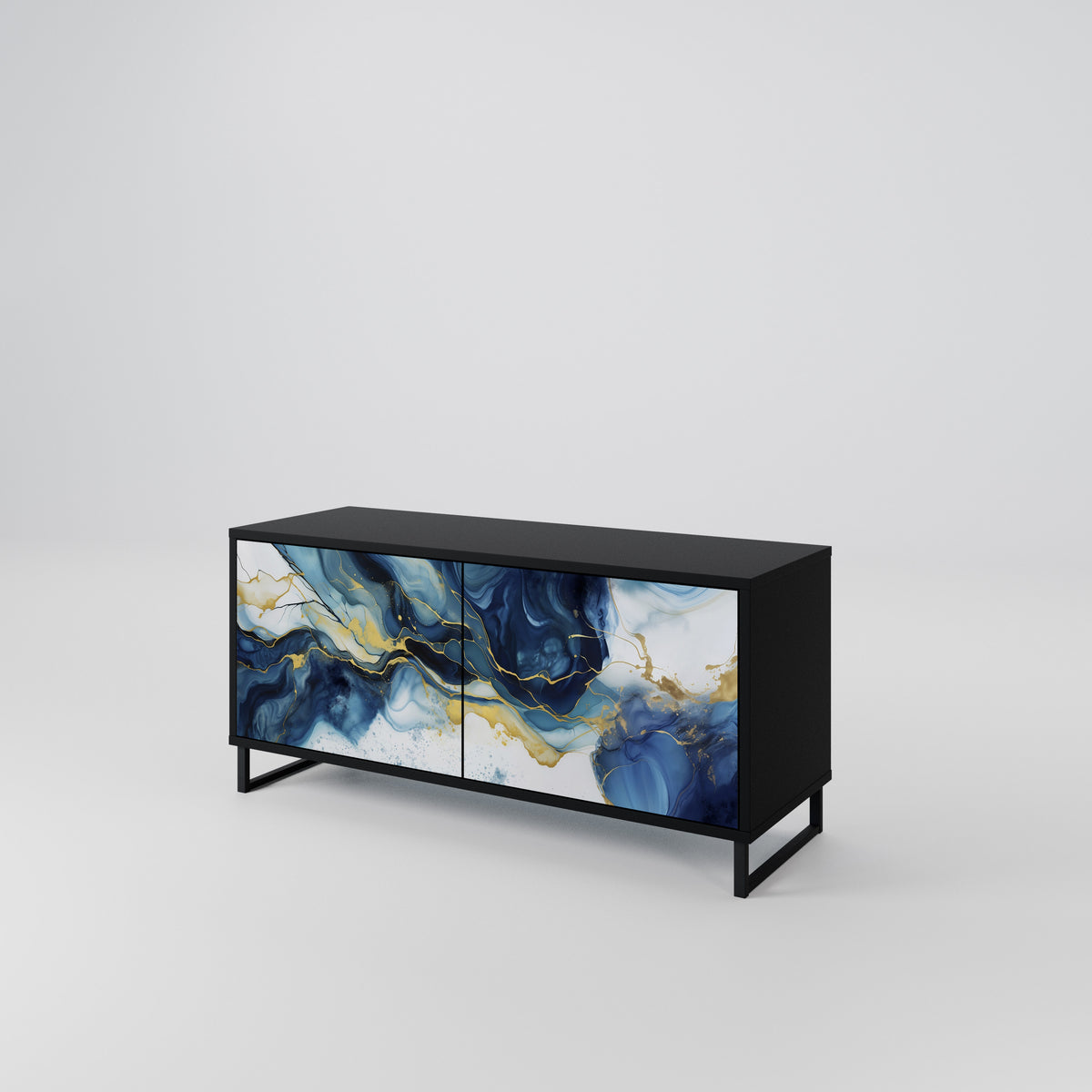 INKY MARBLE Kompakt TV-bänk med 2 dörrar