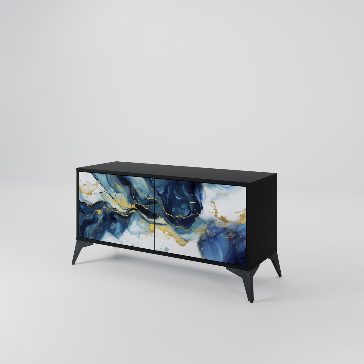 INKY MARBLE Kompakt TV-bänk med 2 dörrar