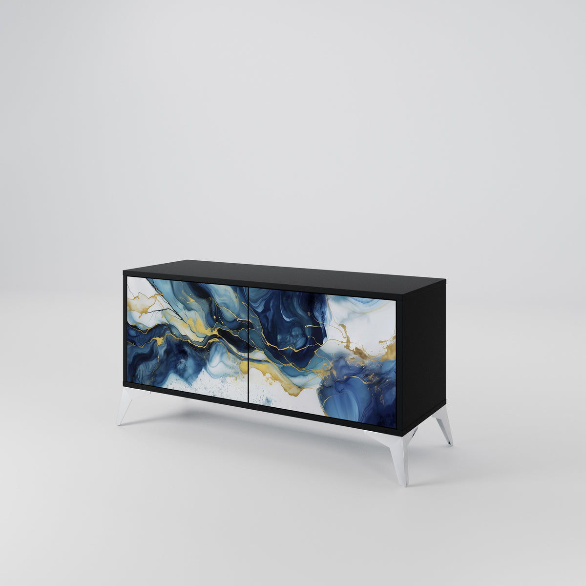 INKY MARBLE Kompakt TV-bänk med 2 dörrar