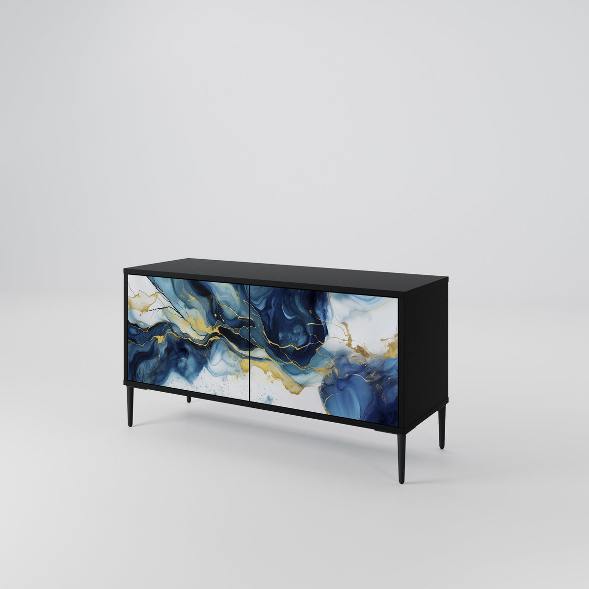 INKY MARBLE Kompakt TV-bänk med 2 dörrar