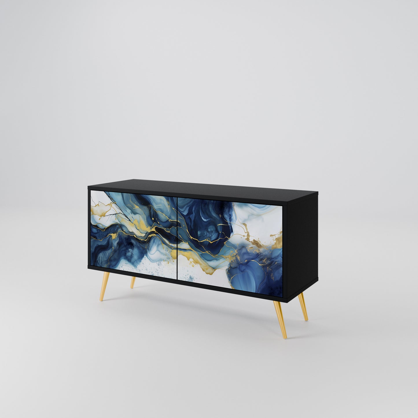 INKY MARBLE Kompakt TV-bänk med 2 dörrar