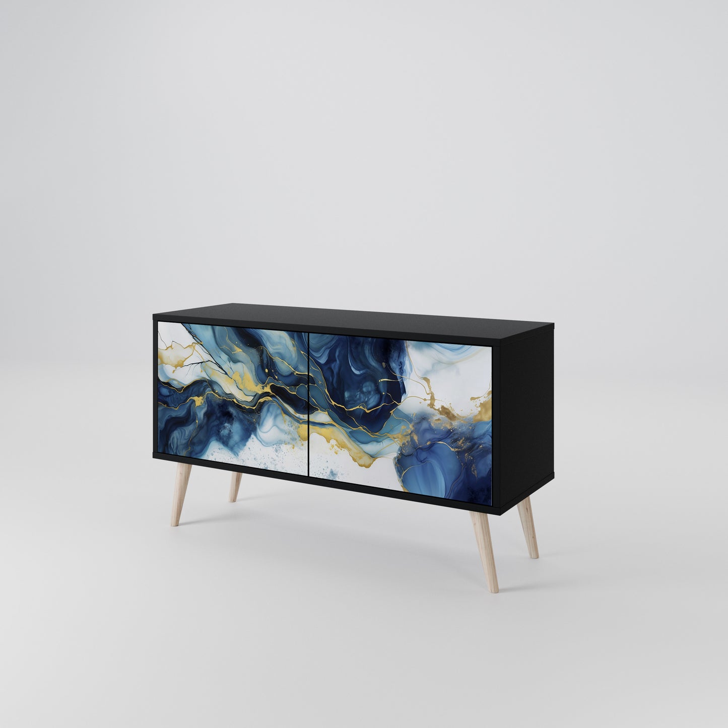 INKY MARBLE Kompakt TV-bänk med 2 dörrar