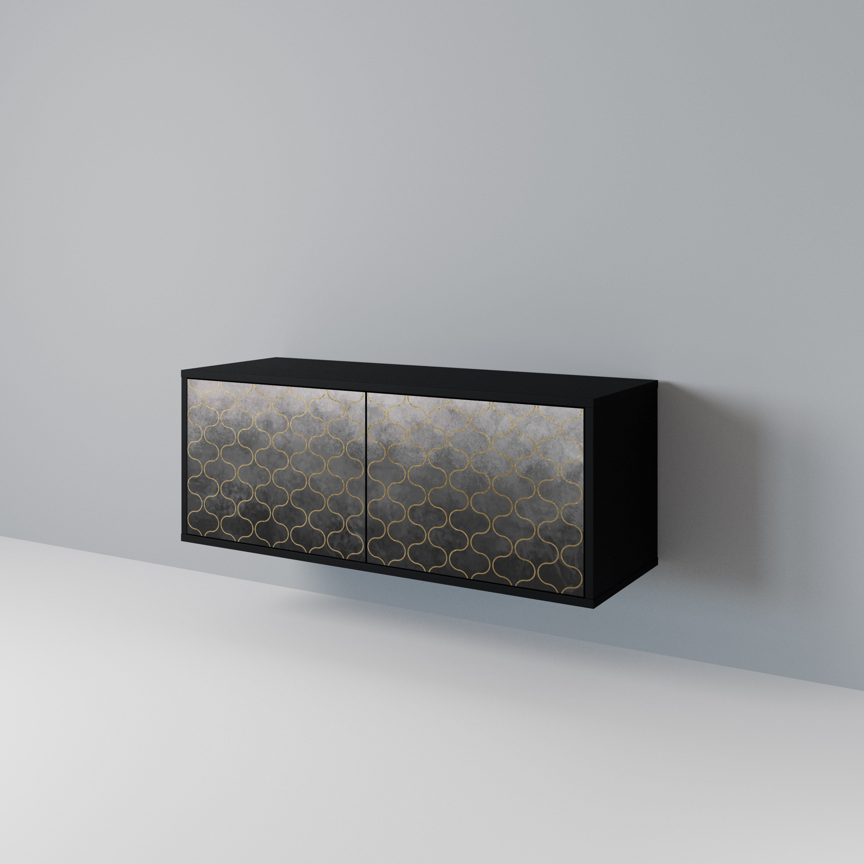 TESSELATED GRAYISH Compact 2-Door TV Cabinet