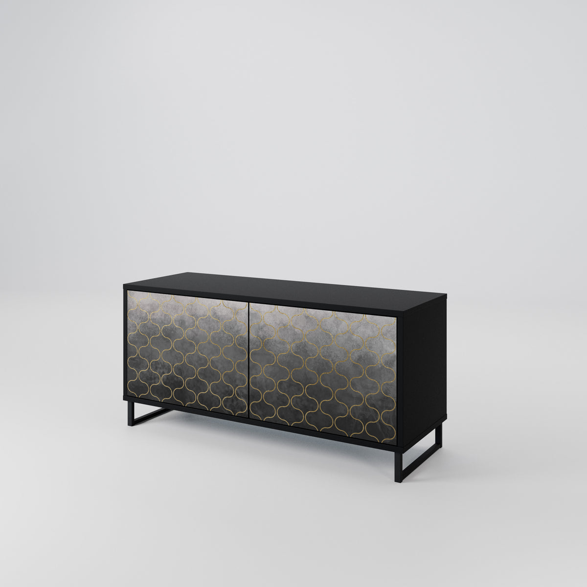 TESSELATED GRAYISH Kompakt TV-bänk med 2 dörrar