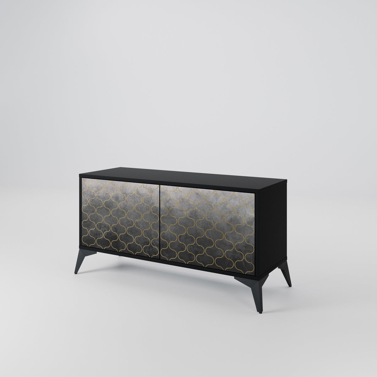 TESSELATED GRAYISH Kompakt TV-bänk med 2 dörrar