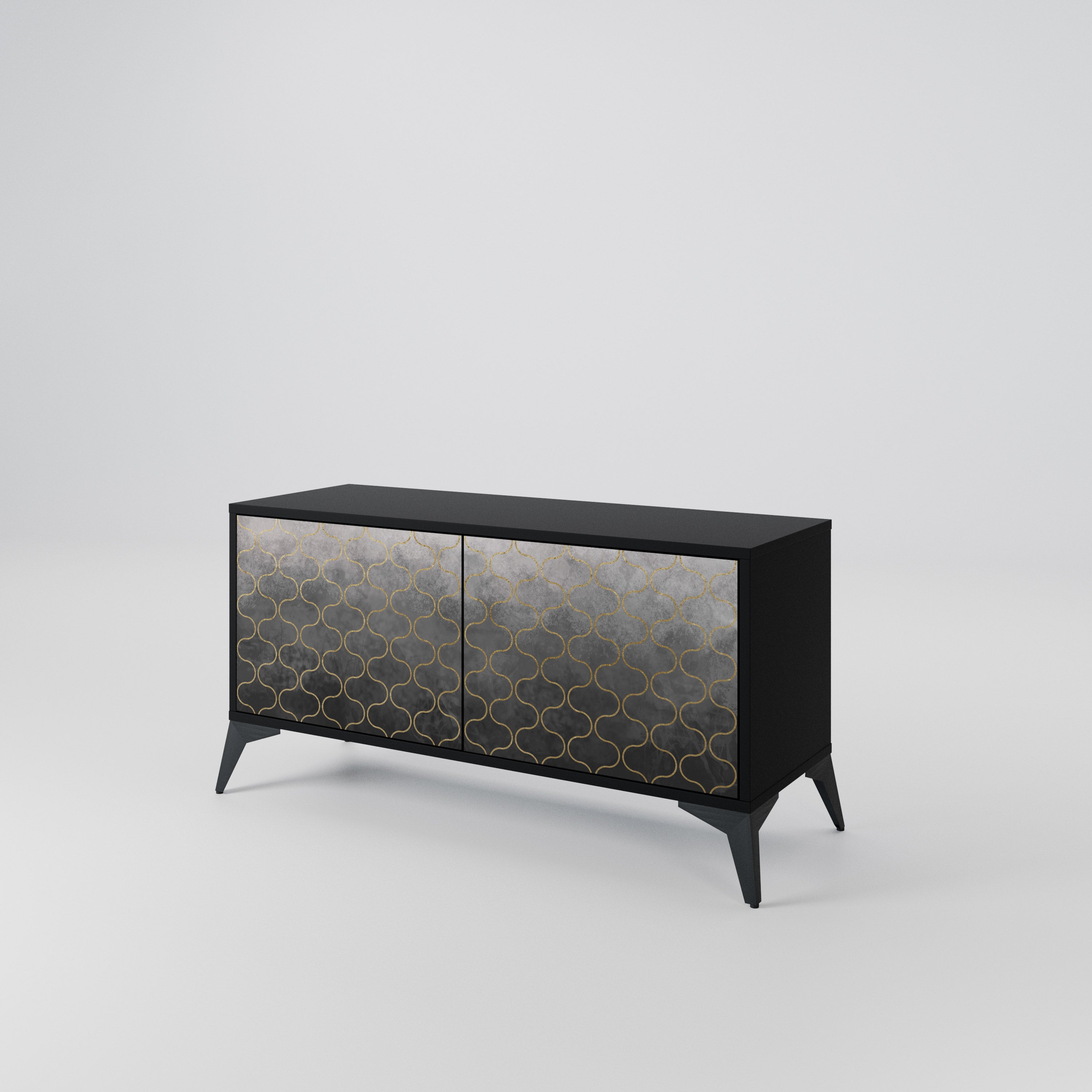 TESSELATED GRAYISH Compact 2-Door TV Cabinet