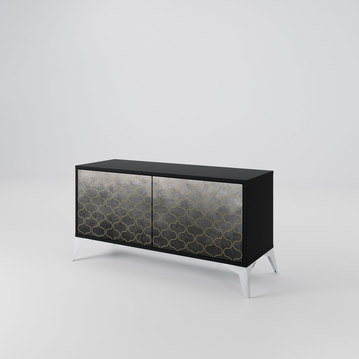 TESSELATED GRAYISH Kompakt TV-bänk med 2 dörrar