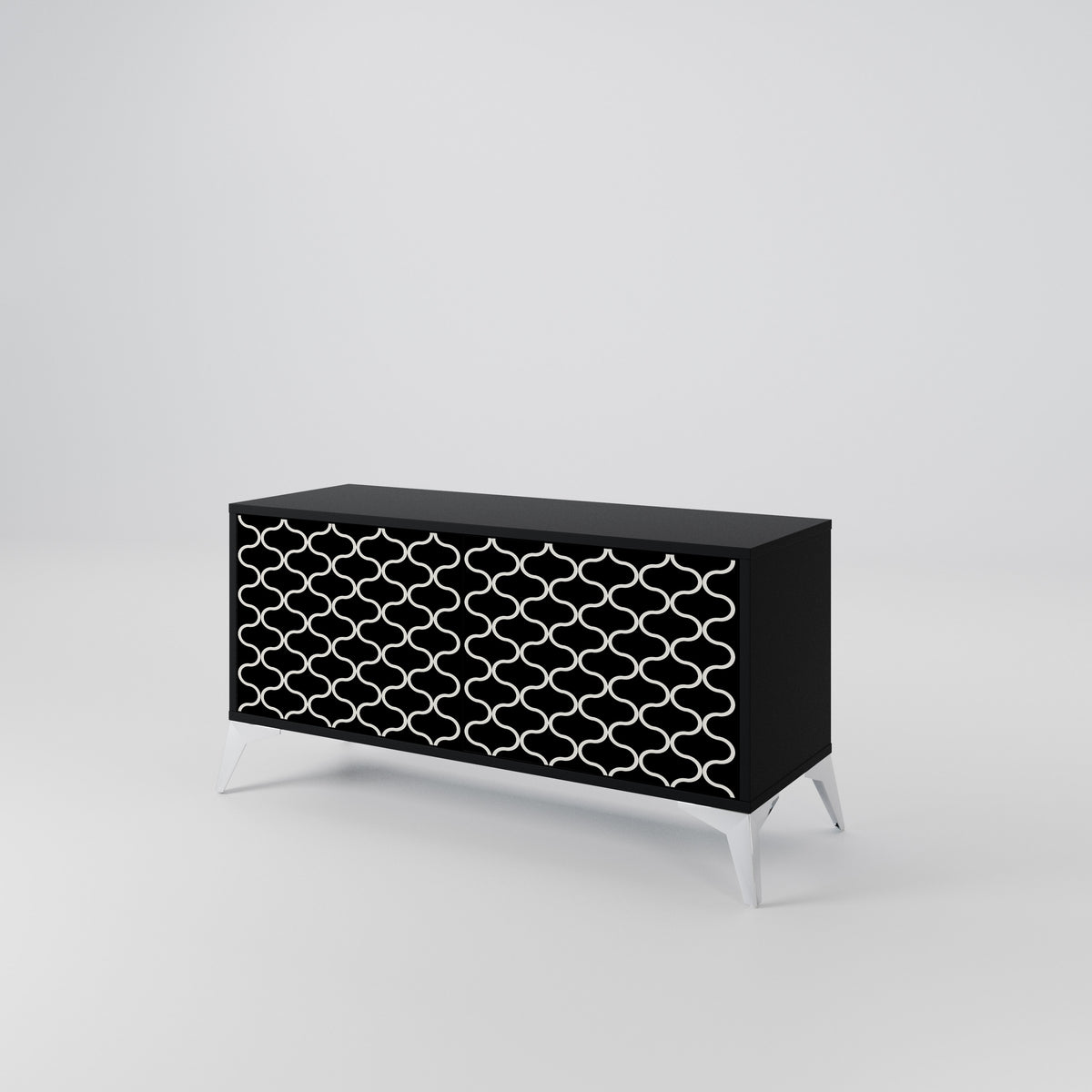 TESSELATED BLACKNESS Kompakt TV-bänk med 2 dörrar