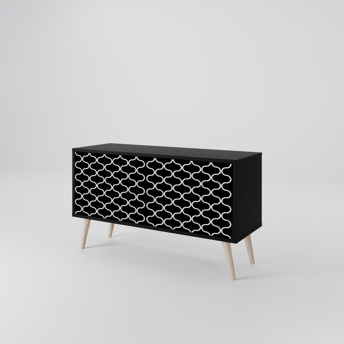 TESSELATED BLACKNESS Kompakt TV-bänk med 2 dörrar