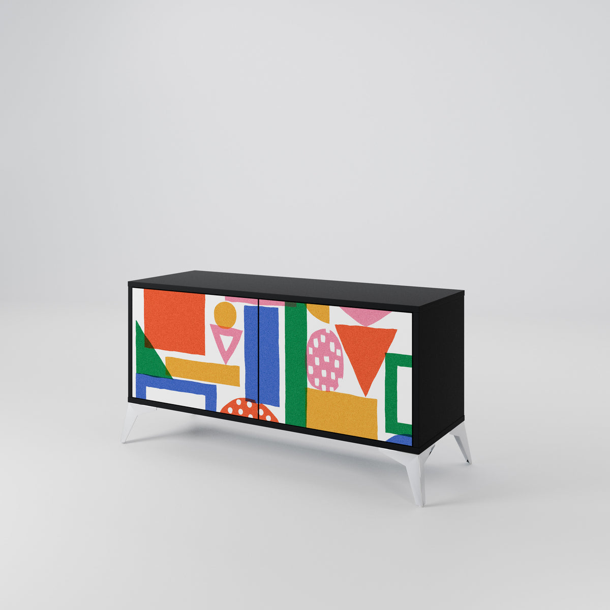 GEOMETRIC GLIMMER Kompakt TV-bänk med 2 dörrar