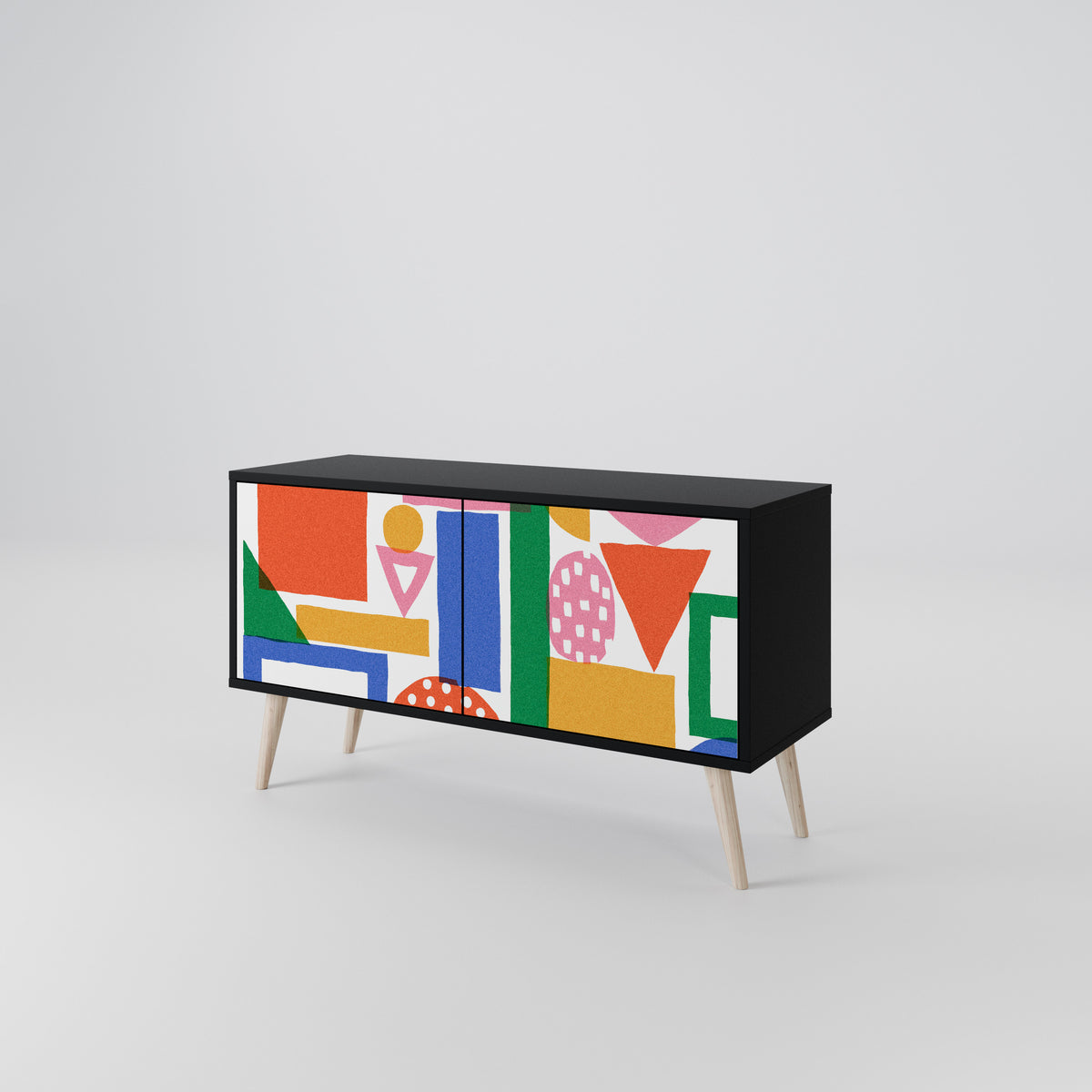 GEOMETRIC GLIMMER Kompakt TV-bänk med 2 dörrar